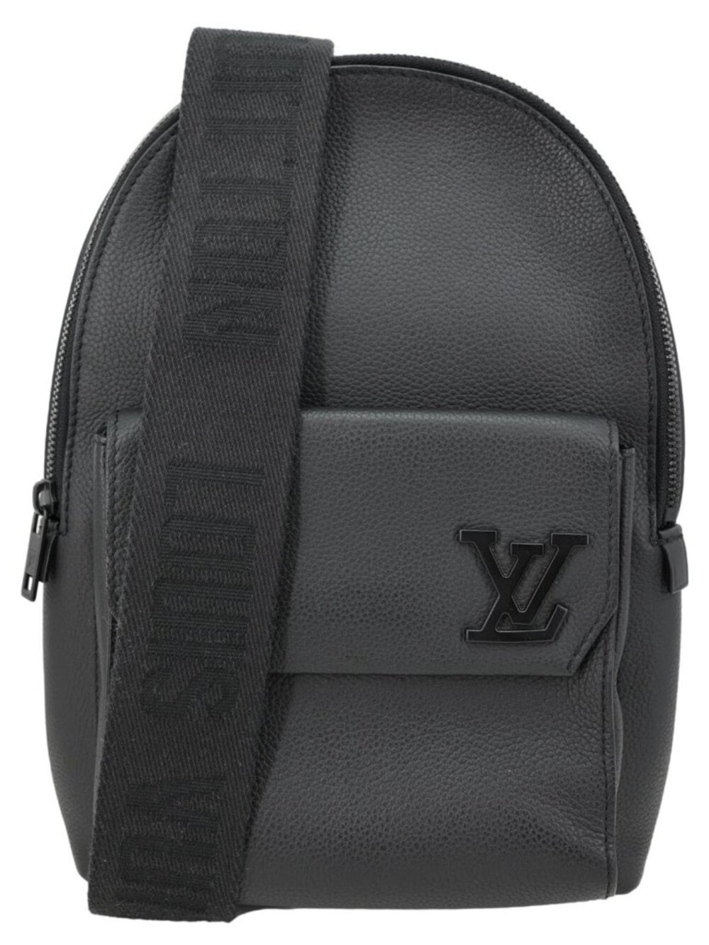 Louis Vuitton Pilot Sling Grained Calfskin Leather Backpack Bag Black